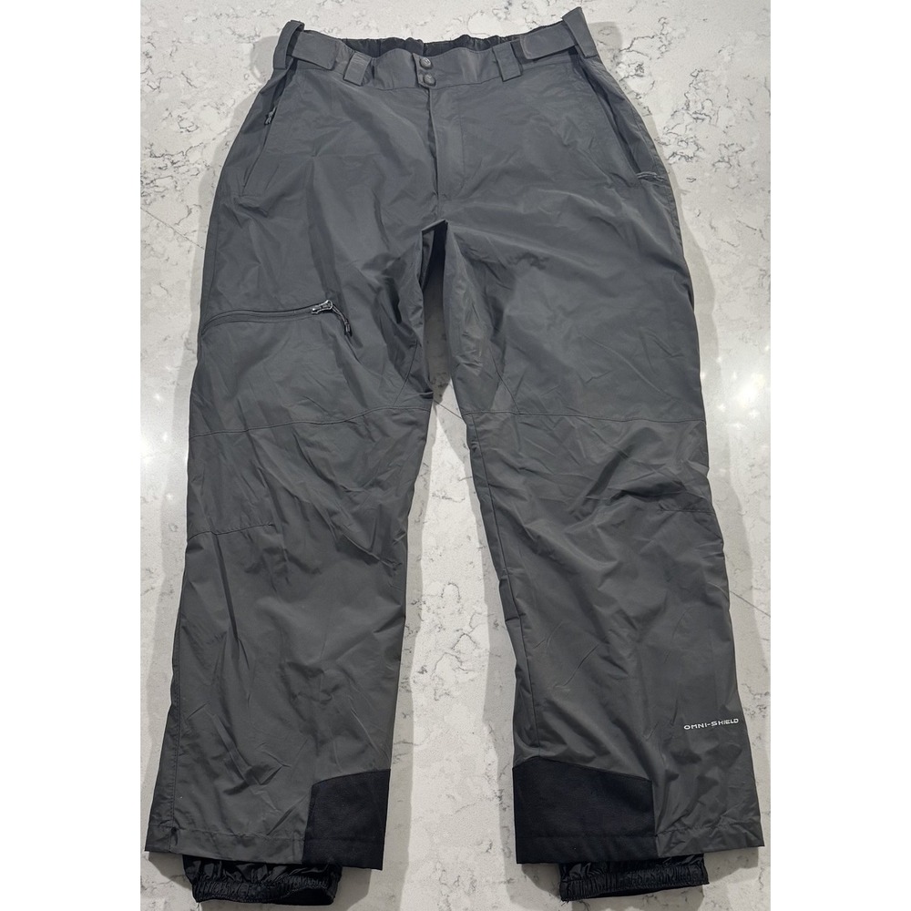 Columbia Diamond Back Ski Snow Pants Mens L Gray Charcoal Omni-Shield WM8009